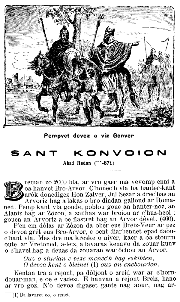 Vie de Saint Convoion abbe de Redon en breton, buhez sant Konvoion abad Redon.